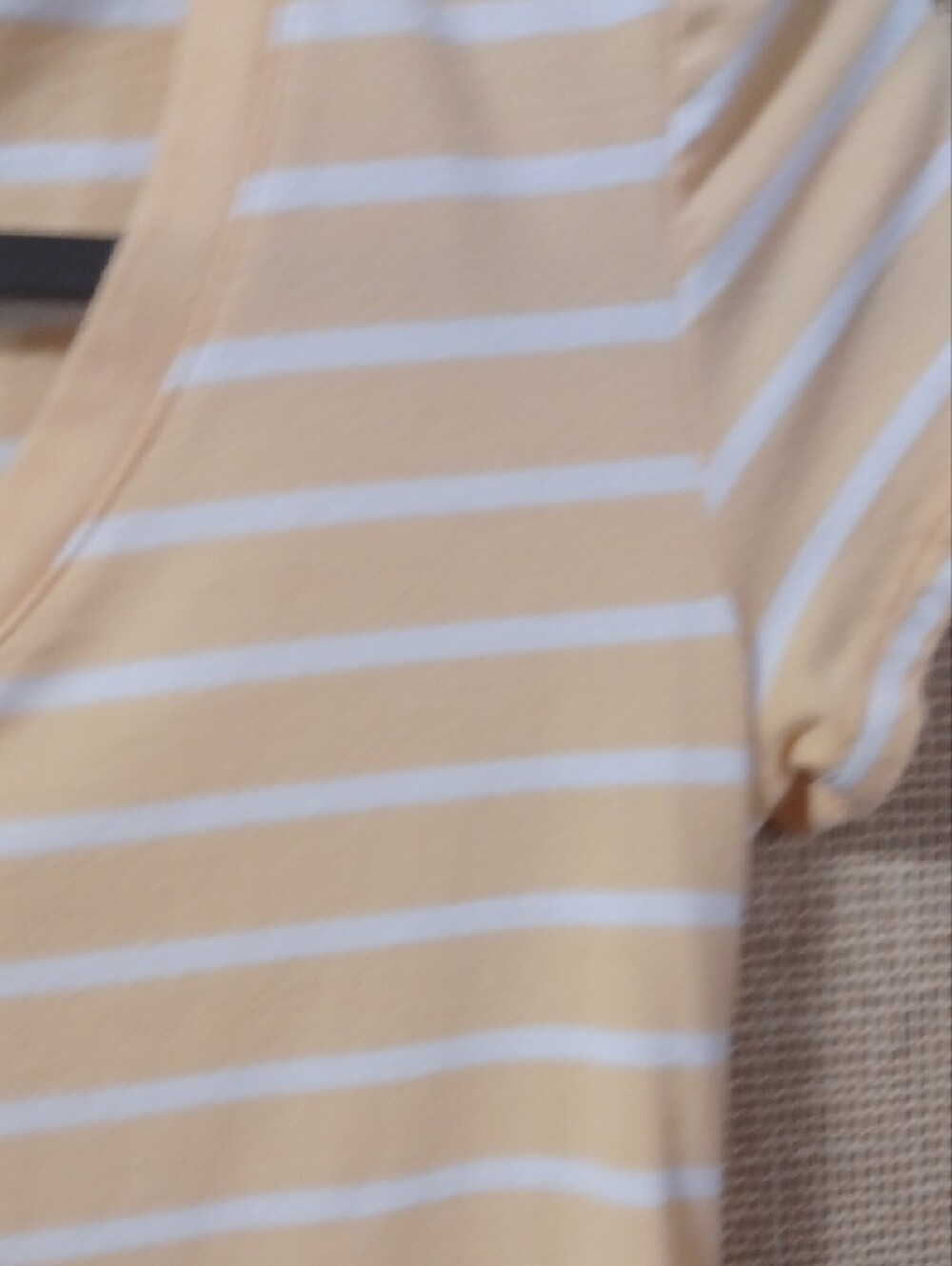 Old Navy Yellow and White Striped V-Neck Tee - Picture 4 of 7